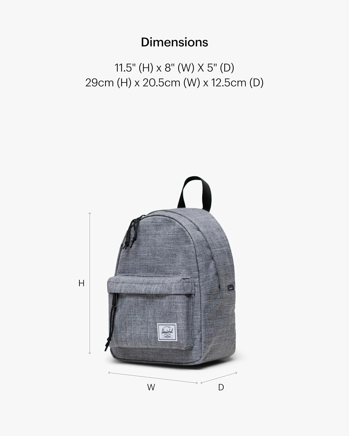 Herschel Legacy Backpack, Raven Crosshatch, Mini - 6.5L - Image 2