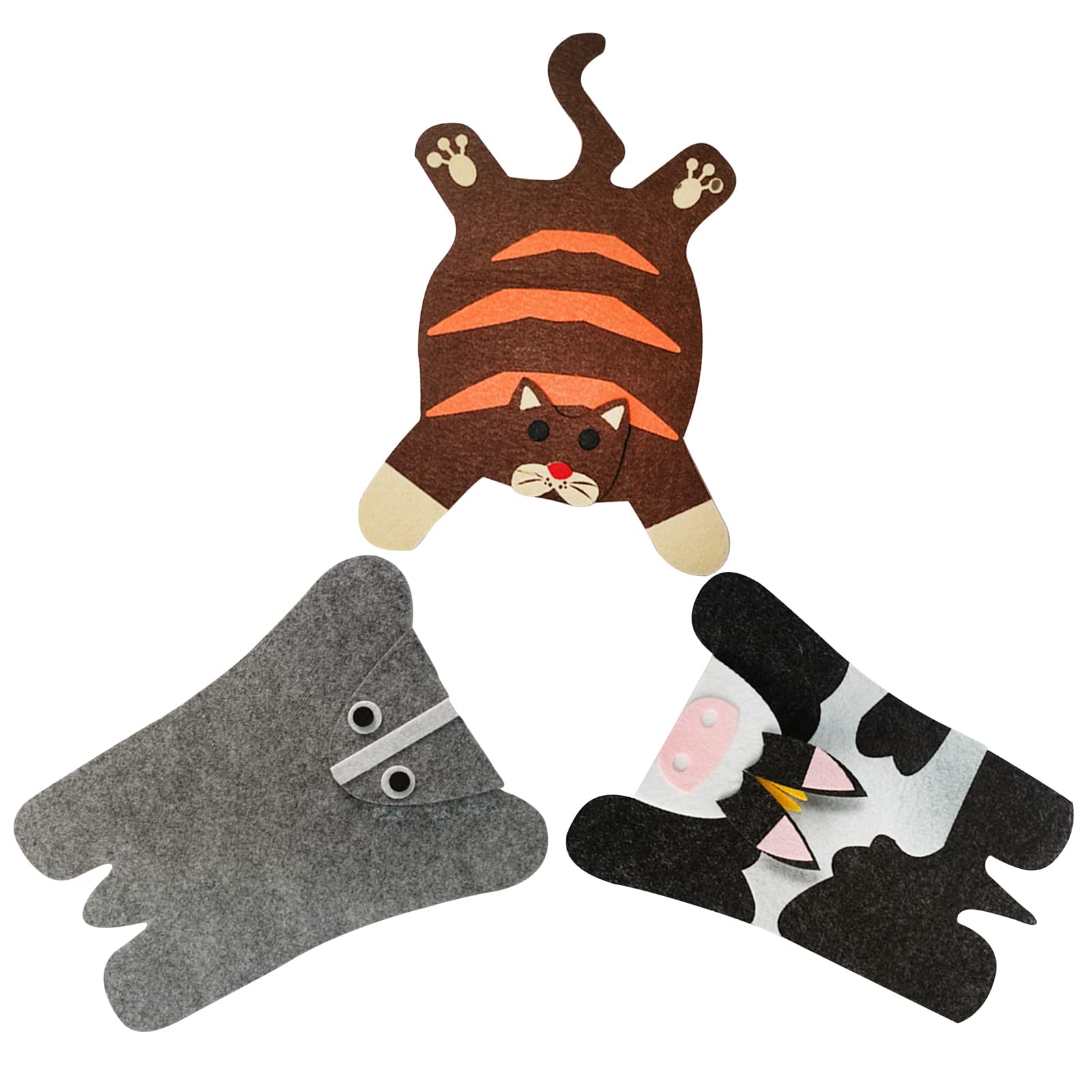 NATEFEMIN 3Pcs Cute Animal Heat Insulation and Water Absorption Felt Pad Plant Basin Pad Accessory