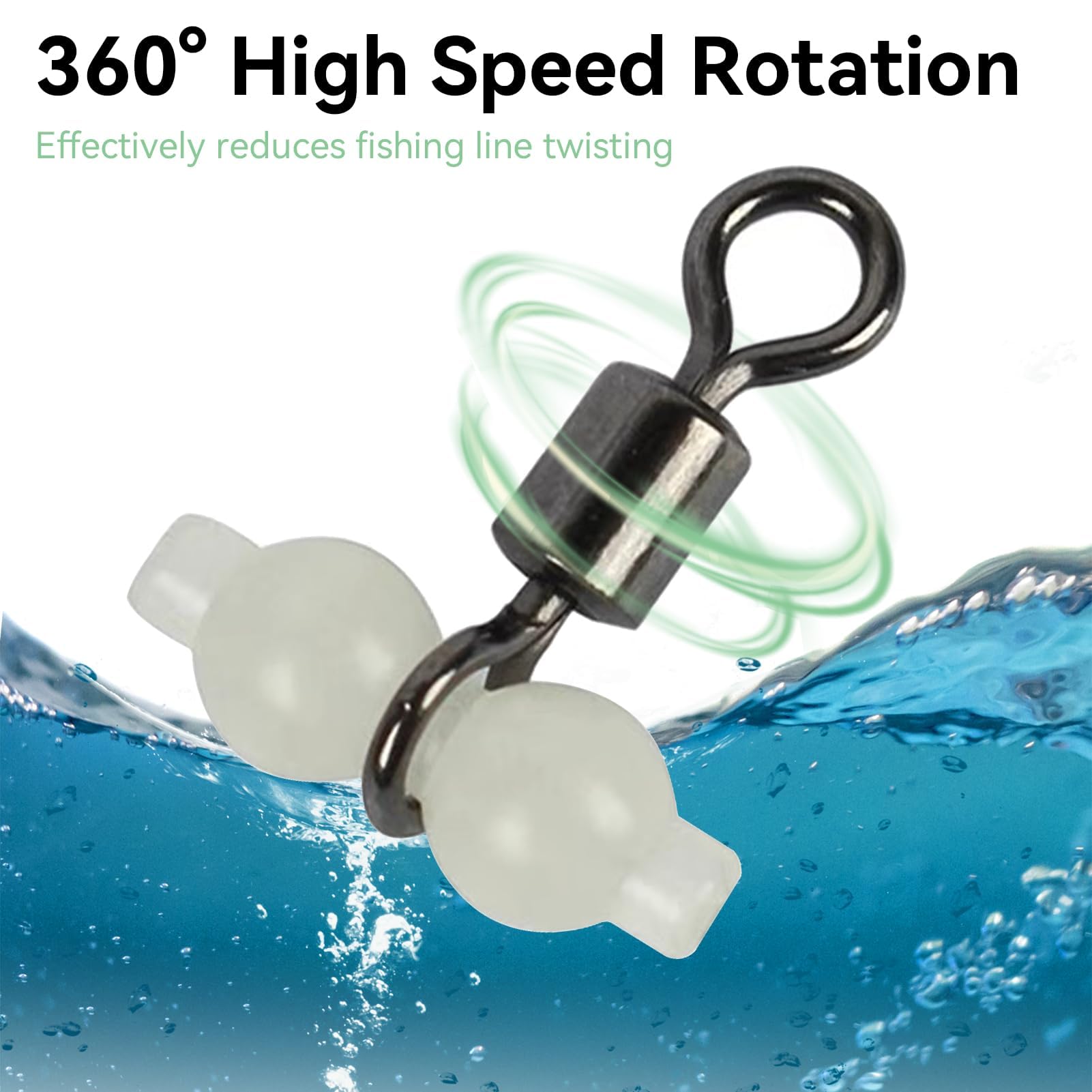 Agatige Pesca Rotolamento Girevoli Connettore, 30 Pezzi Girelle da Pesca Perline Triple Connettori a 3 Illuminano al Buio Attrezzatura all'aperto per Pesca Notturna
