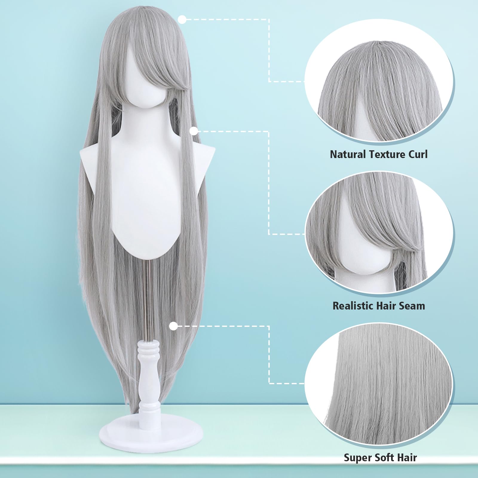 100cm / 40 Inch Long Wig, Universal Anime Costume Cosplay Wig, Perfect for Party Daily-Use, Festivals, and Halloween - Image 2