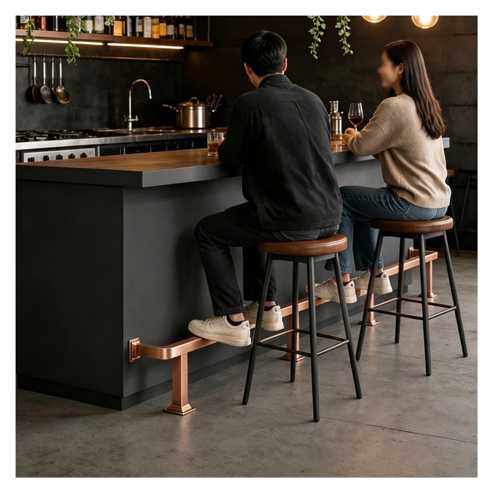 ZJKXJH Home Bar Foot Rail Kit, Under Counter Footrest Bar with Installation Hardware, Floor Mounted Foot Support Bar for Home/Commercial Use(Rose Gold,370cm/12.1ft)