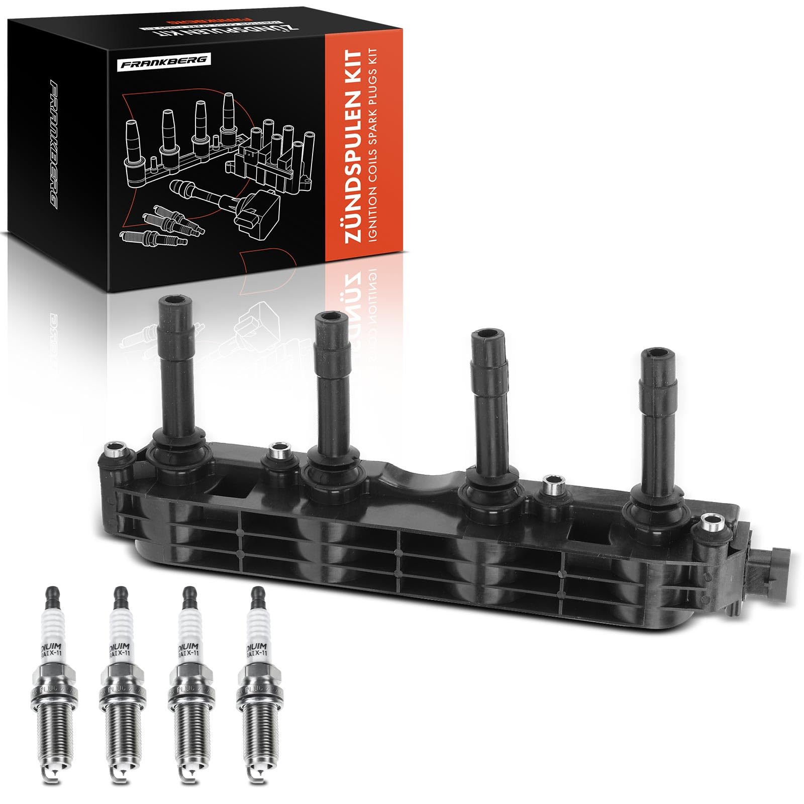 Frankberg 1 bobina de encendido + 4 bujías 0242229654 | Compatible con: Tour combinado, Caravana Astra G T98, Vectra (B) CC J96, Meriva MK I X03, Corsa C X01
