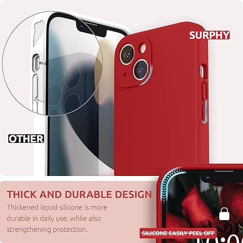 Miniatura 3 de SURPHY Funda compatible con iPhone 13 con protector de pantalla, (protección de cámara + forro de microfibra suave), funda de silicona líquida para
