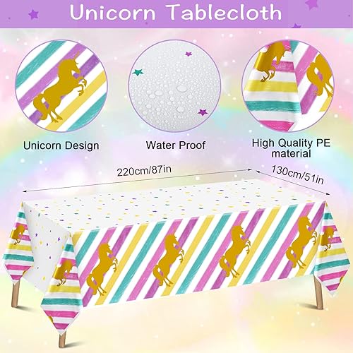 Miniatura 5 de 129Pcs Unicorn Theme Birthday Party Decorations Supplies For Girls,Rainbow Unicorn Balloon Garland Arch Kit With Unicorn Backdrop Tablecloth,Fringe