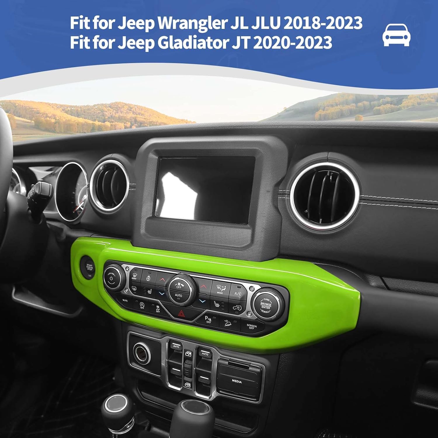 RT-TCZ for Jeep JL Center Dash AC Control Panel Trim Cover Green for Jeep Wrangler JL JLU Gladiator JT 2018-2023 Green Interior Accessories