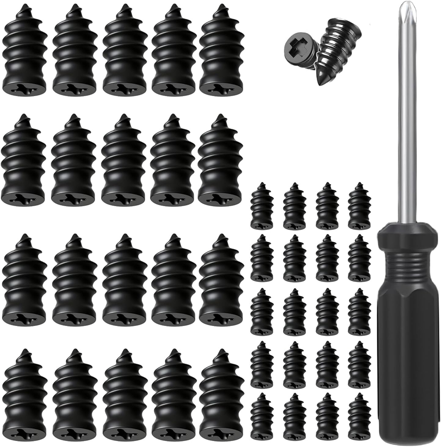 Tire Repair Nails Kit with 2 Sizes, Screw in Tire Repair Plugs with Box and Screwdriver, Fast Self-Service Tire Repair Tools (20 Set)