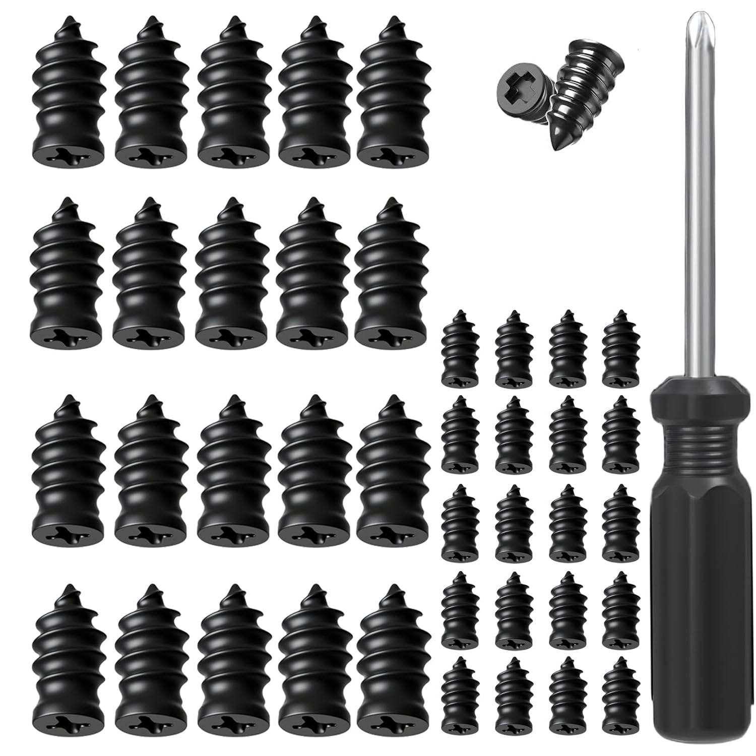 Tire Repair Nails Kit with 2 Sizes Screw in Tire Repair Plugs with Box and Screwdriver Fast Self-Service
