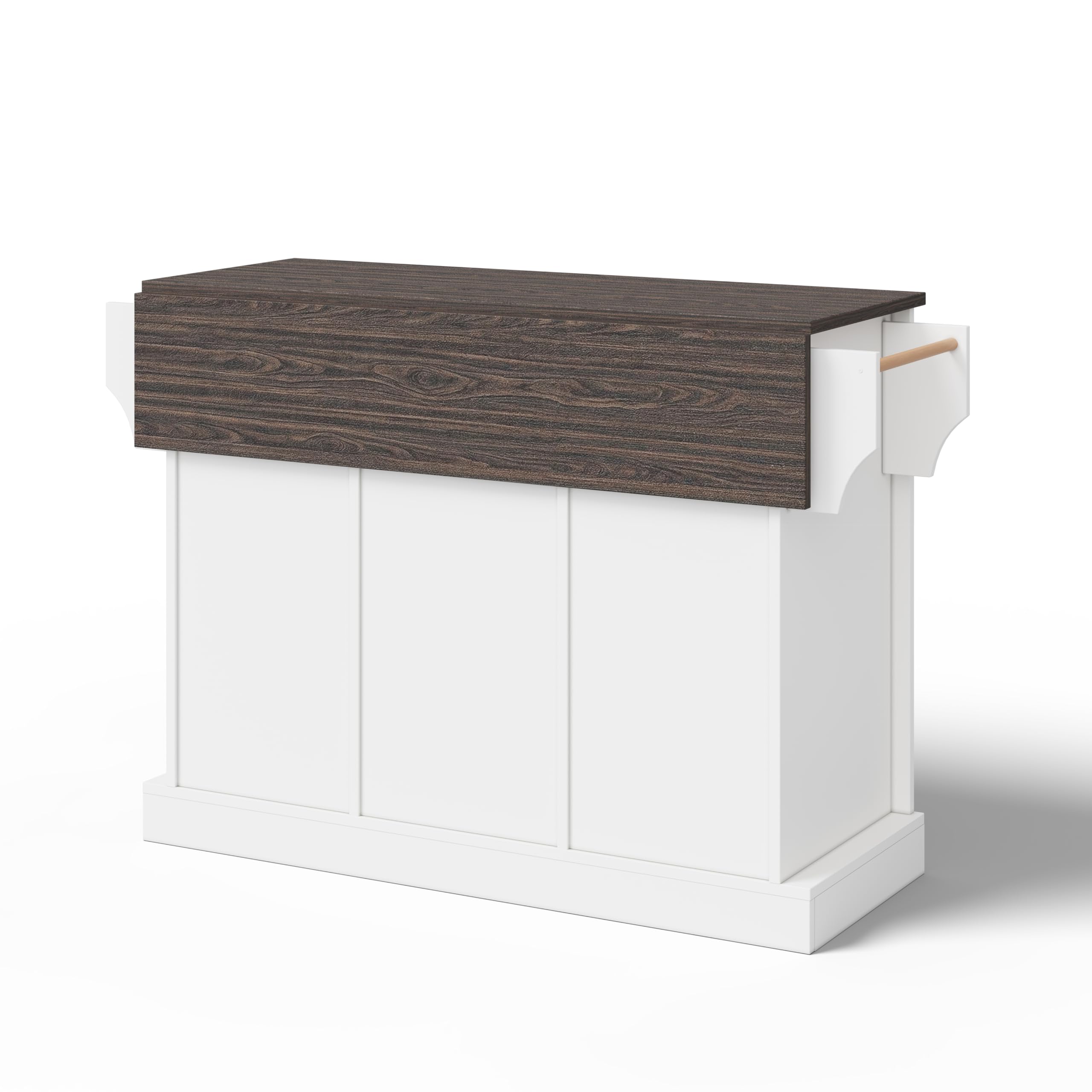 Isla de cocina con encimera plegable, carrito de cocina con ruedas, armario de cocina con 2 puertas correderas y 2 cajones, armario de almacenamiento de cocina, 120 × 45 (70)× 91 cm (blanco)