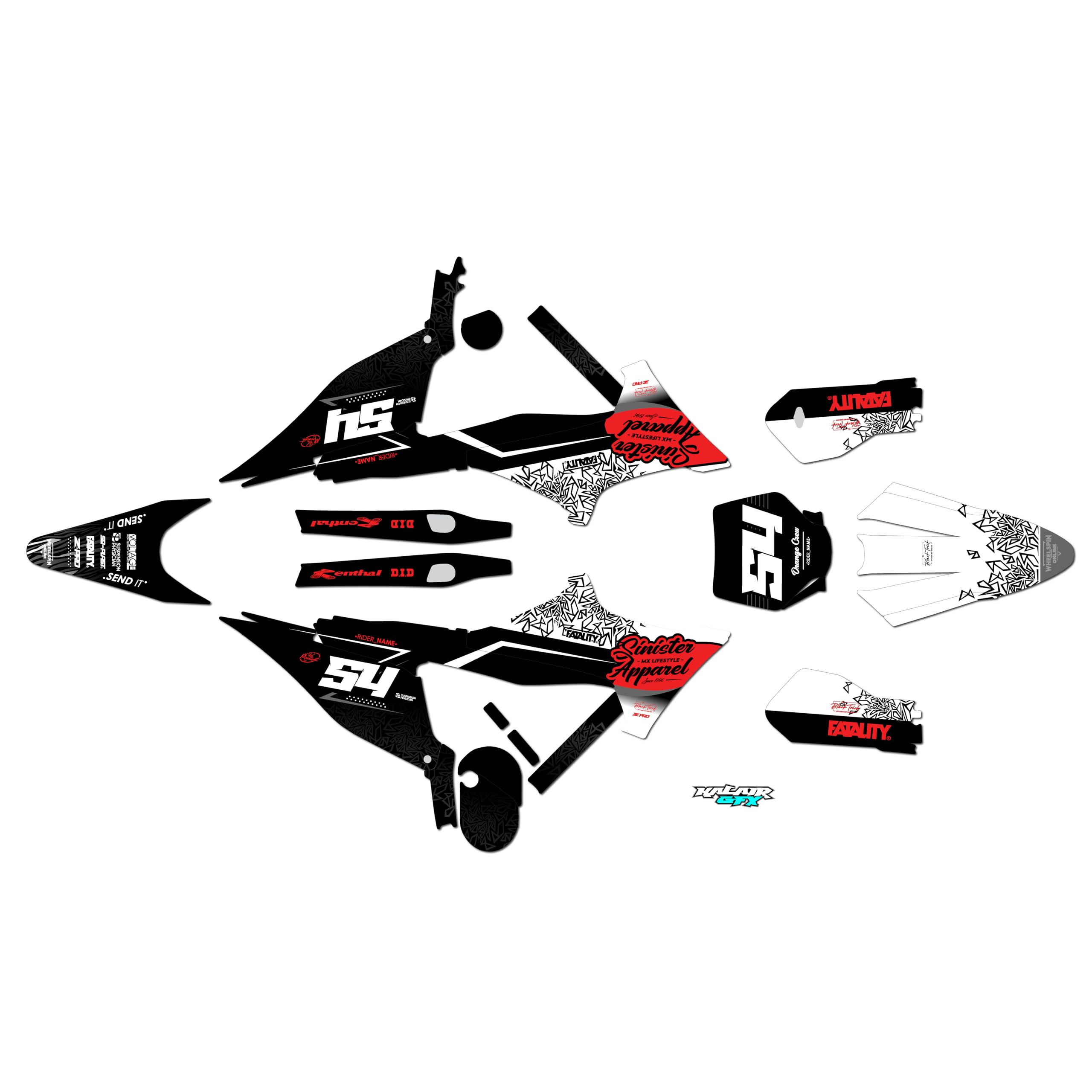 Graphics Kit for Stark Future-Varg Electric Dirt Bike (All Years) FATALITY Series Red-shift 21 Mil - Dirt bike Custom Racing Graphics Decals Stickers Kit, no-plastics