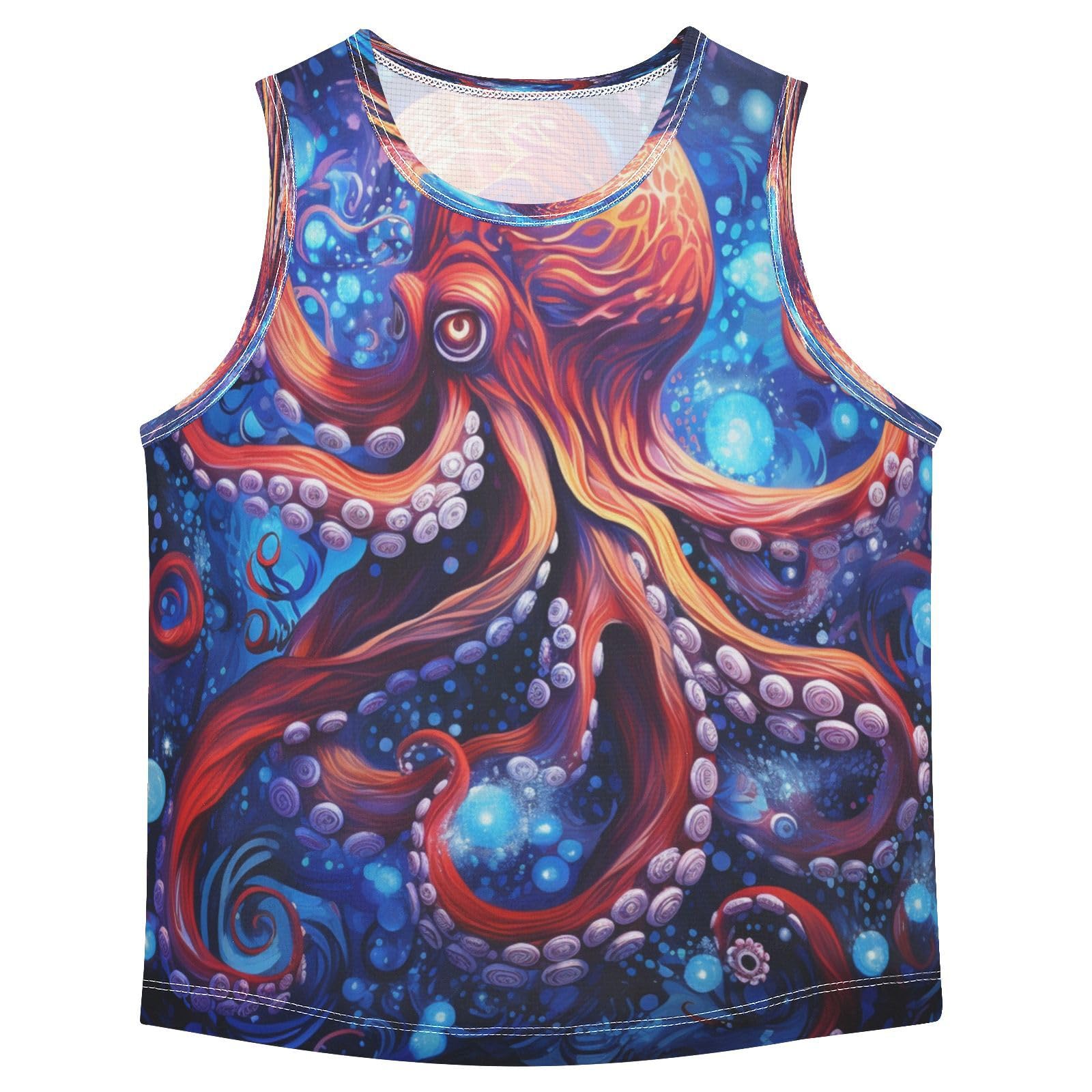 Pulpo Azul Espacio Camisetas Sin Mangas Tipo Tank Top para Niños Jóvenes Ideales para Actividades Deportivas