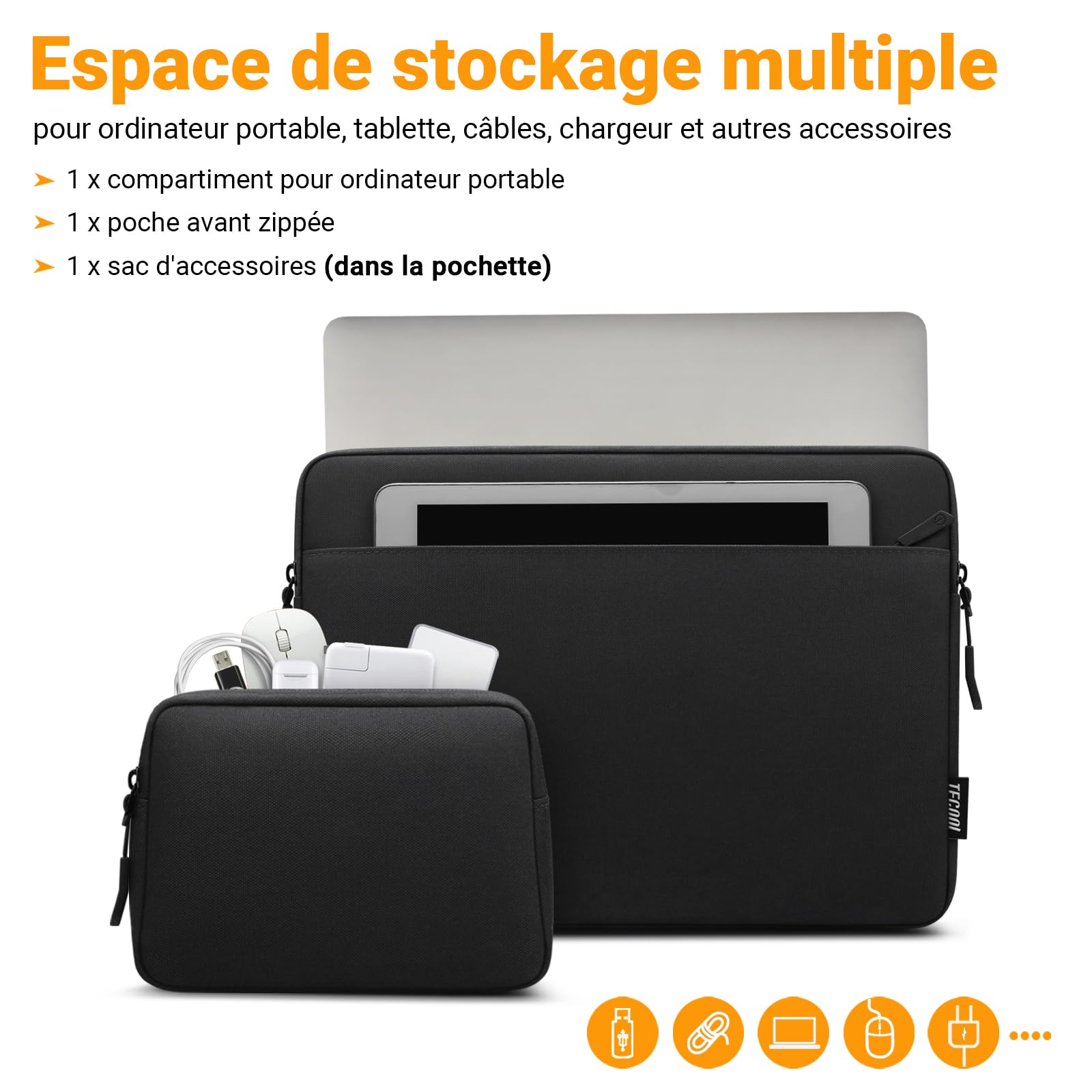 TECOOL 15,6 Pollici Custodia PC Portatile per 15-15,6'' Lenovo Thinkpad Ideapad Dell Acer ASUS HP Chromebook Notebook Laptop, Custodia MacBook Pro 16 M3 M2 M1 Pro/Max 2023-2019,Nero