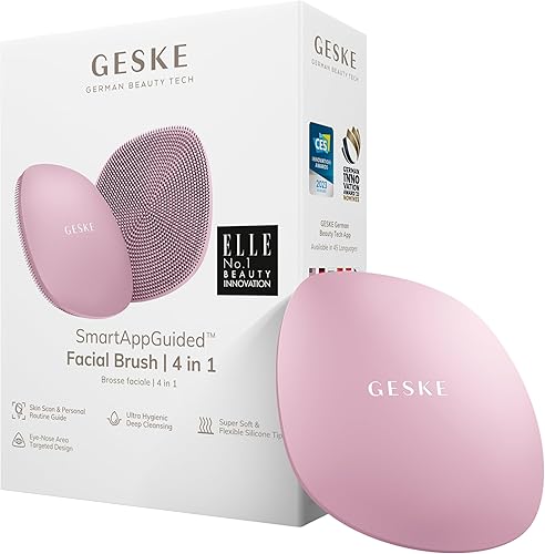 GESKE SmartAppGuided Facial Brush 4 in 1 Professional Facial Cleansing Brush Skin Cleansing Silicone Facial Brush Routine Skincare Gentle