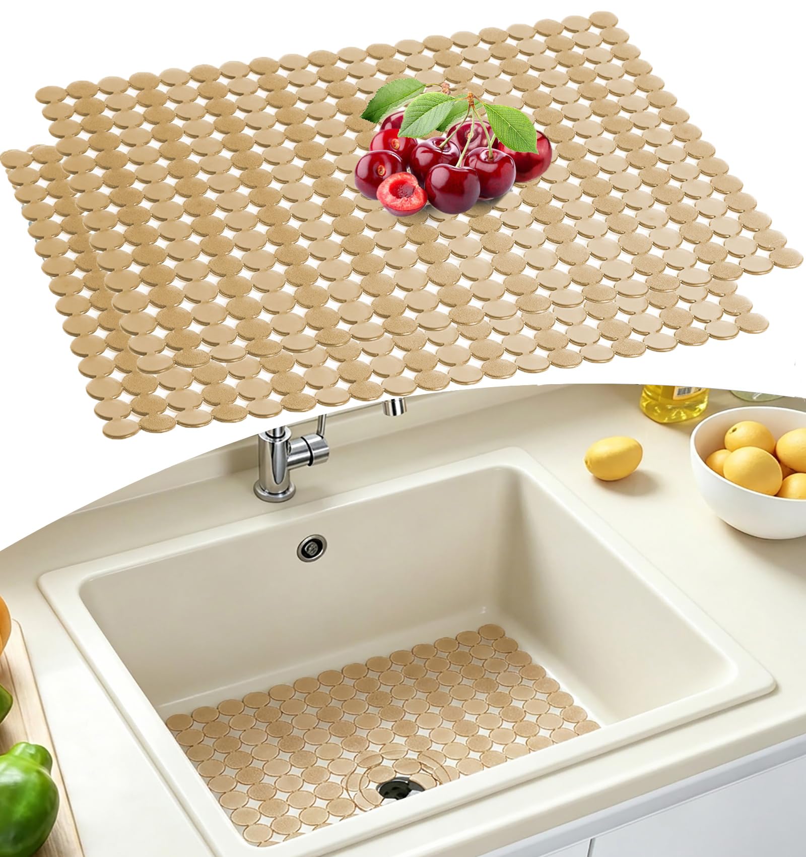 Set of 2 PVC Sink Mats, Cut to Size, Drip and Protective Mat for Kitchen and Bathroom, Stainless Steel Protection Against Scratches, 30 x 40 cm