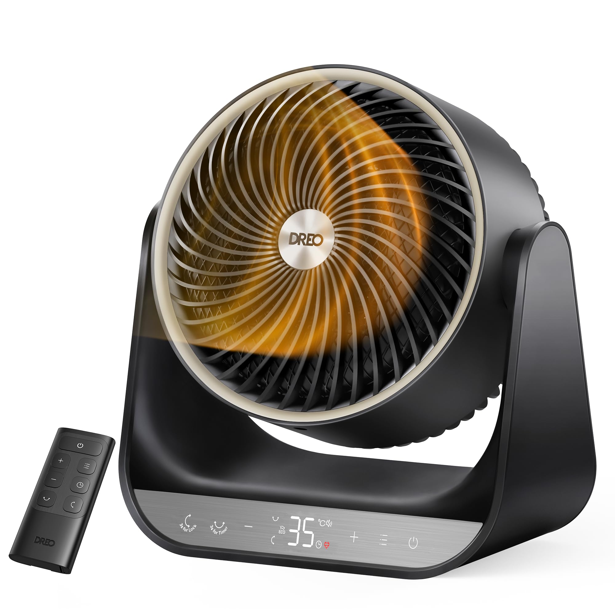 DREO Whole Room Heater 714, 60° Vertical & 90° Horizontal 3D Oscillating Heating, 12 ft/s Long-Range Circulator, 3 Heat & 3 Fan Settings, Remote, Space Heaters for Indoor Use, Bedroom, Office, Black