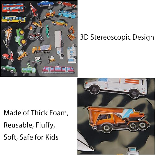 Miniatura 2 de Juego de calcomanías hinchadas para vehículos, libro de calcomanías reutilizables para ventana de niños, calcomanías de gel para niños pequeños,