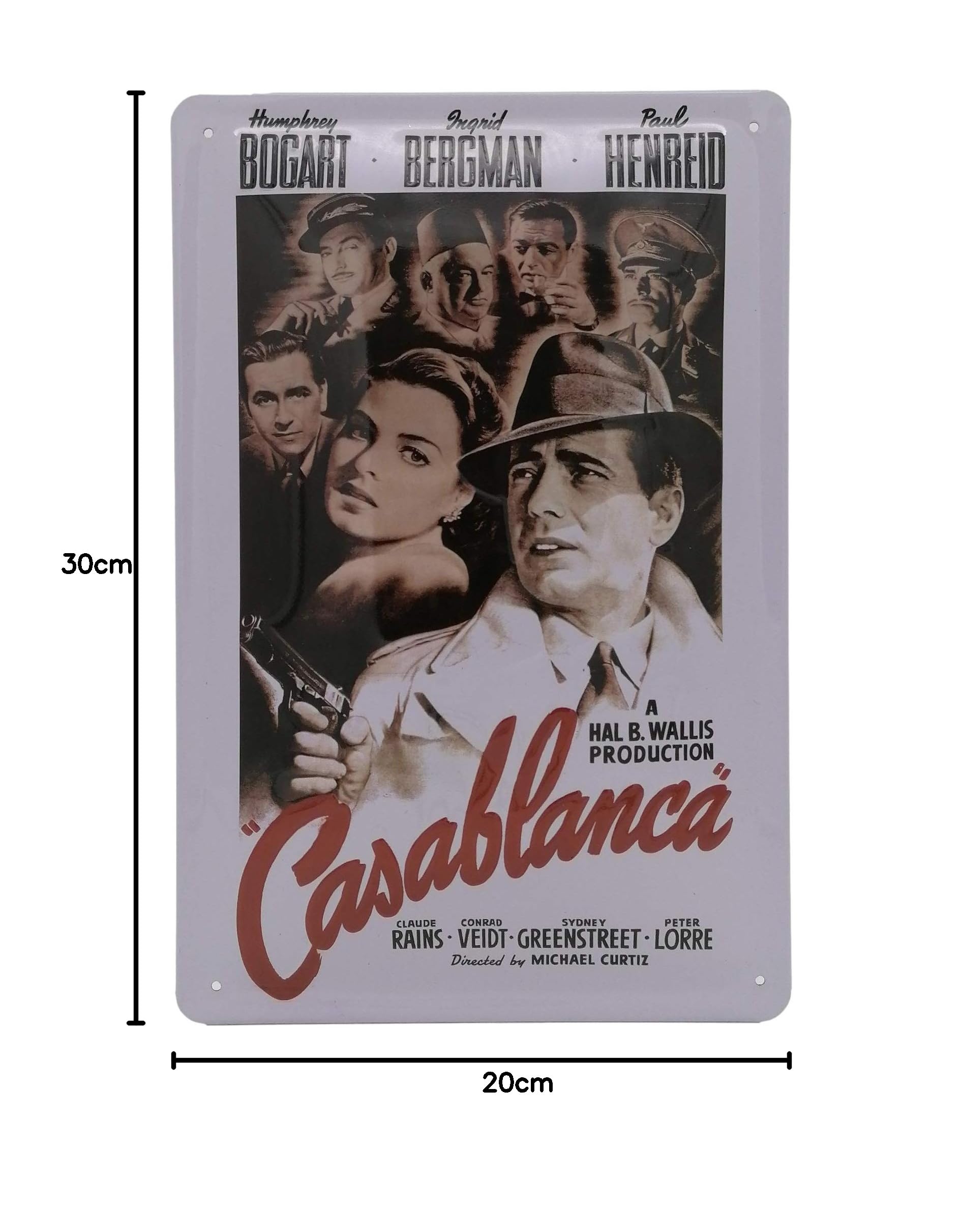Die mehr Reliefenschder hier... Casablanca, poster di alta qualità in rilievo – Targa in metallo 30 x 20 cm, riproduzione di ritratti, decorazione da parete