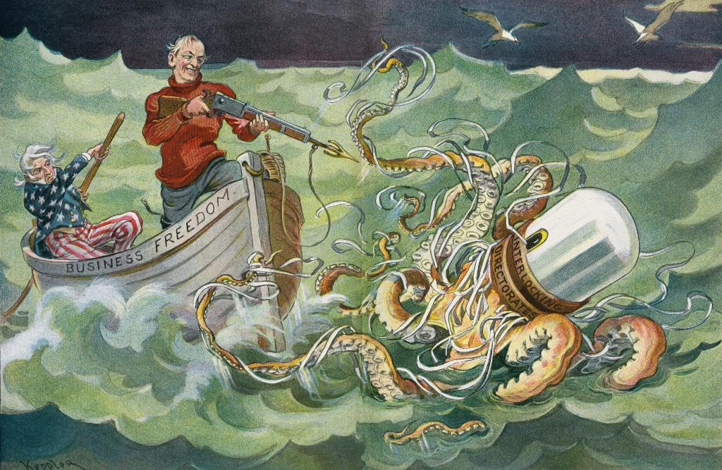 Fizdi - Framed Canvas Wall Painting - Don’t Shoot! I’ll Let Go (1914) By Udo Keppler - Art Print for Home & Office Wall Decor.|24 Inches X 16 Inches||PRT_10022-24-16|