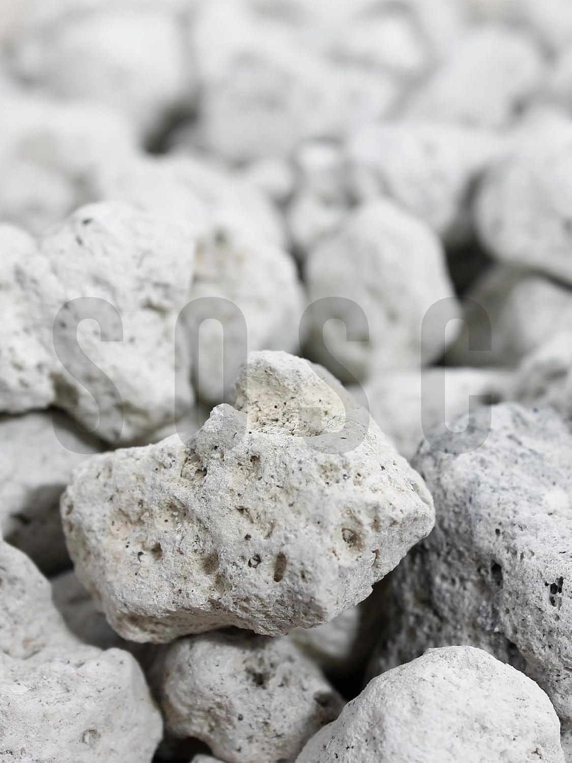 SOSC Natural Volkanik Beyaz Lav Taşı, Dekoratif Pomza Taşı, 2-4 cm, 5 Litre, Drenaj Düzenleyici, Bitki Toprağı Nemlendirici
