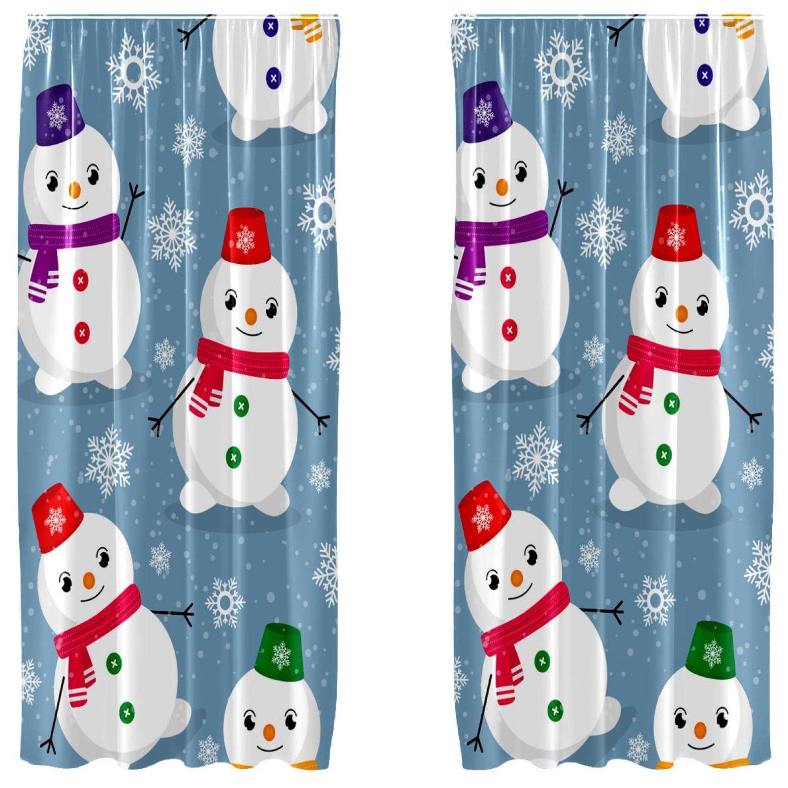 Cortinas de muñeco de nieve 55x84 pulgadas para salón y dormitorio juego de 2 paneles decorativos