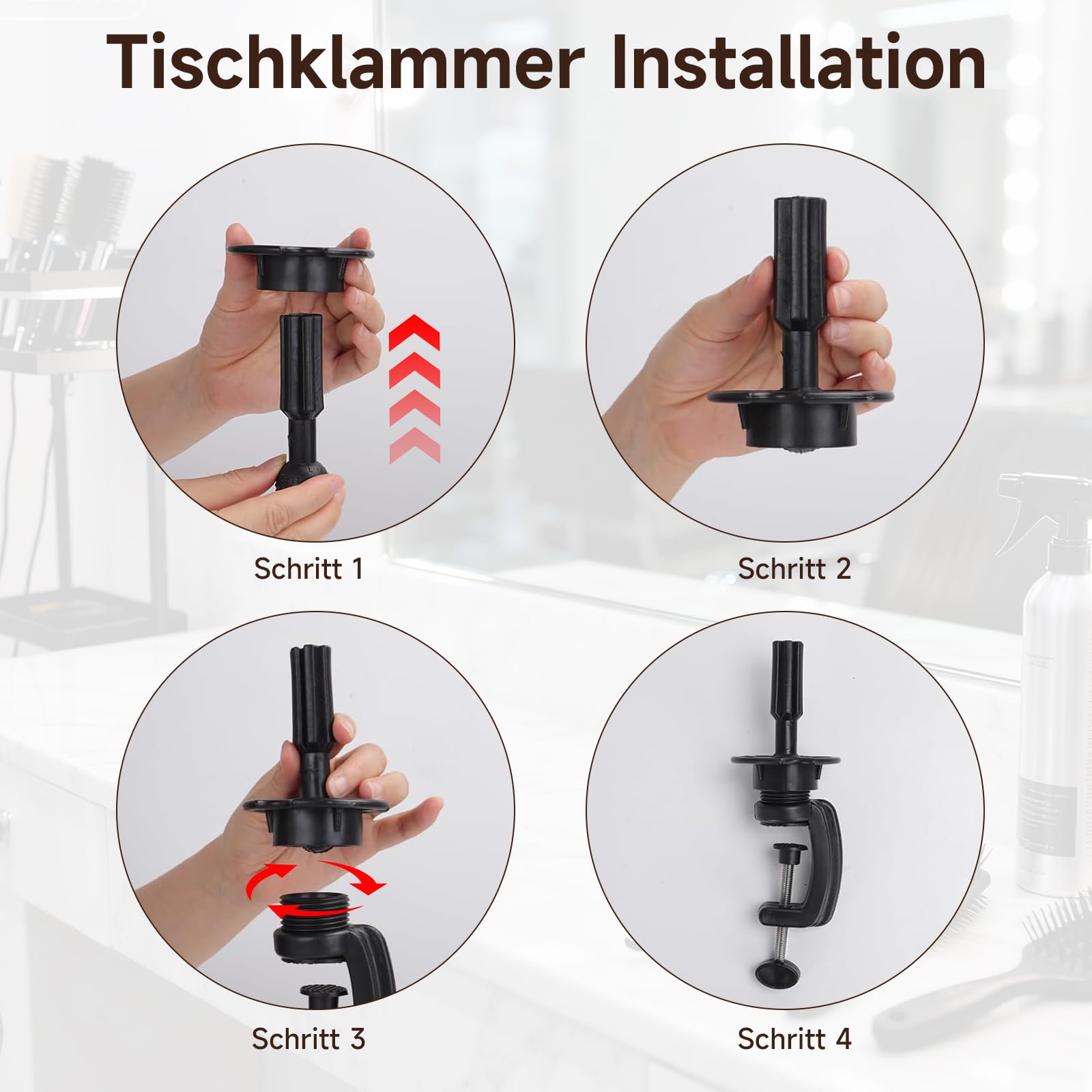 TwoWin 12 Zoll (30.5 cm) Mann Frisierkopf Echthaar mit Bart, Friseur Übungskopf Mannequin Head mit Tischklemme (Braun)
