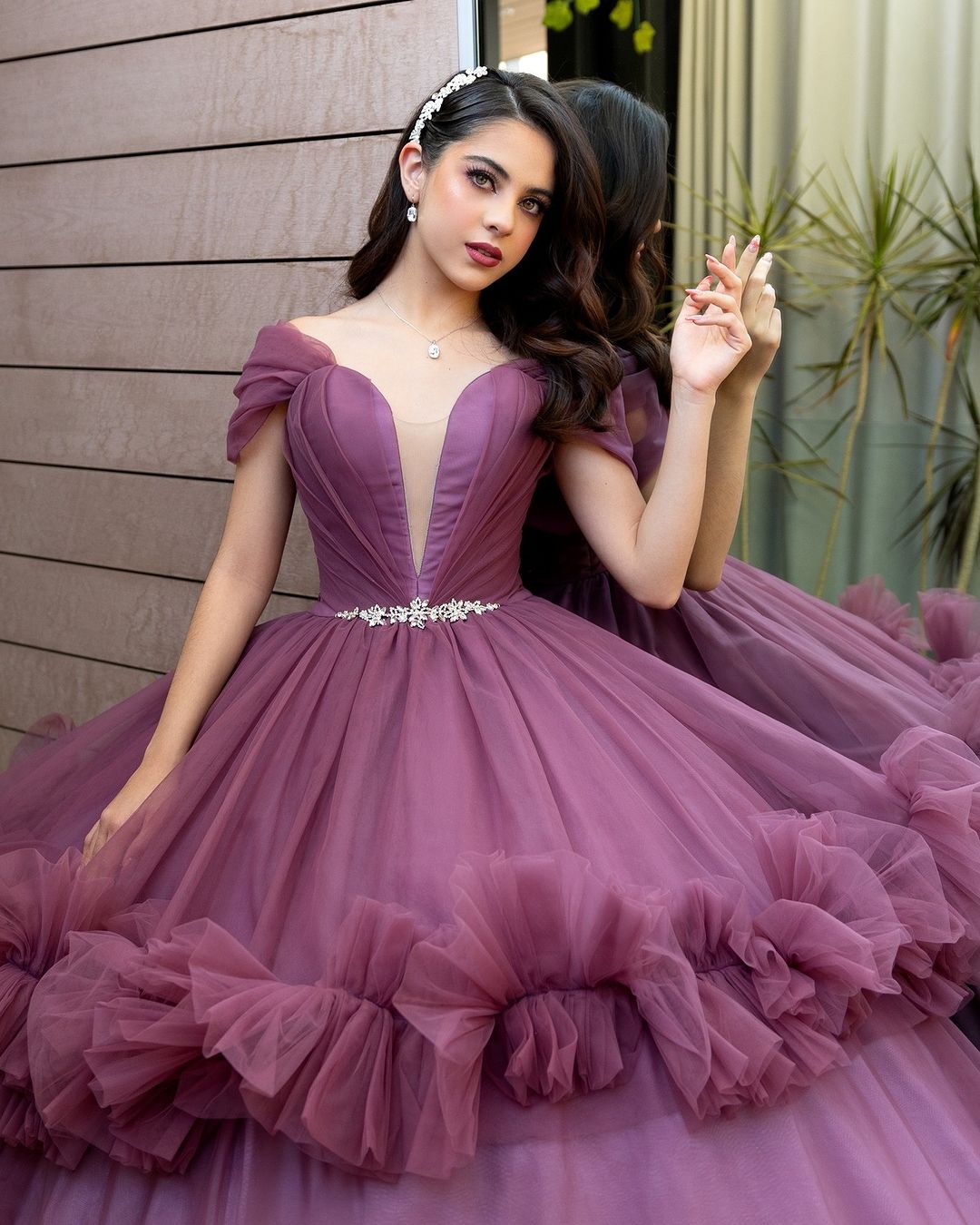 strapless open back dress Quinceanera Dress PR30158 By Princesa Lilac/Champagne / 00