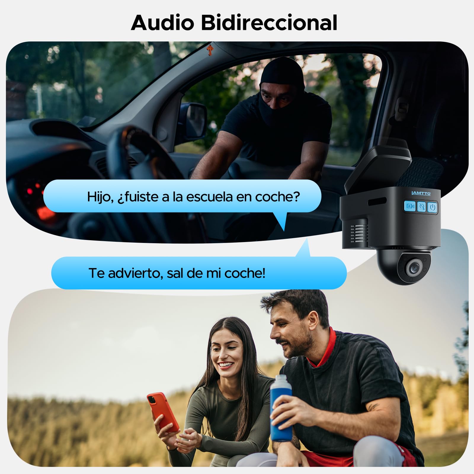 LAMTTO 4G LTE Camara Vigilancia Coche a Distancia, Dash CAM Antivandalica con GPS Tracker, App Alarma instantánea vía Cloud, Dashcam Cámara para Flotas Autoescola & Familias Seguridad del Vehículo