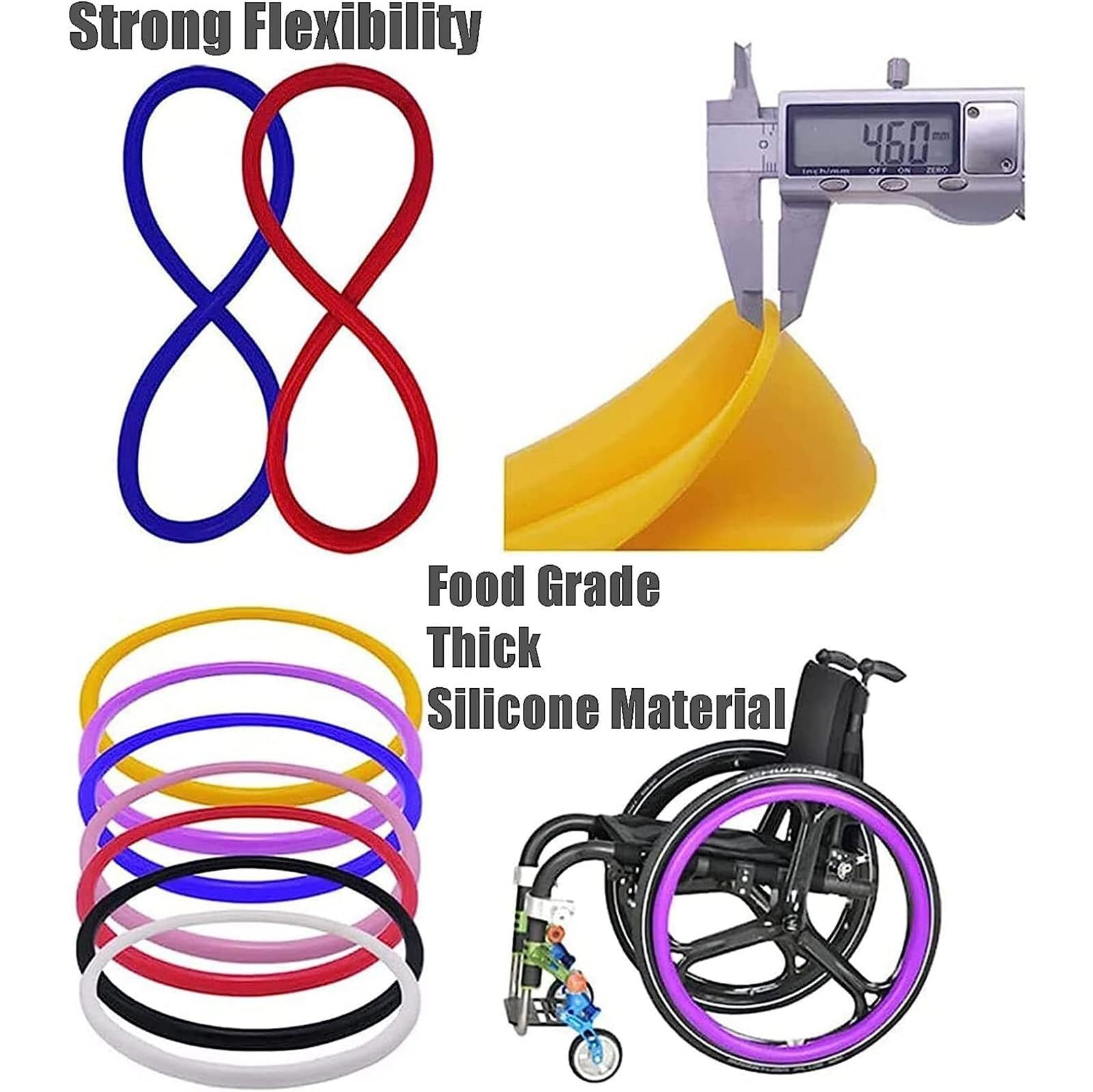 Fundas for aros de silla de ruedas, cubierta for silla de ruedas deportiva con rueda trasera de 24 pulgadas, elegante funda de silicona antideslizante resistente al desgaste, cubierta for aro de empuj