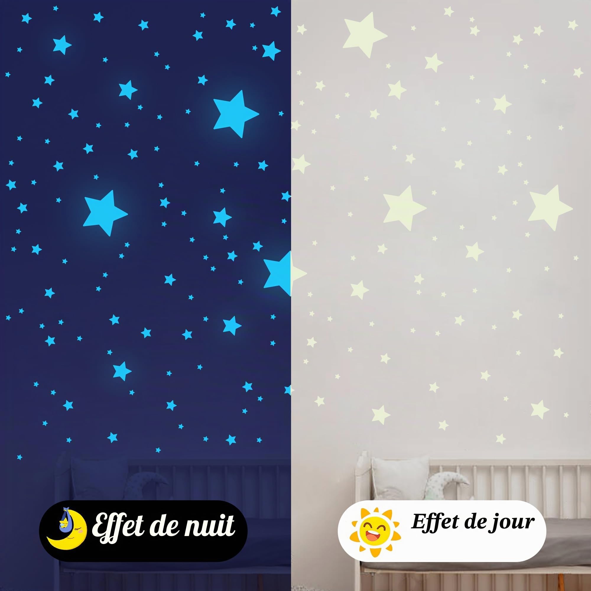 431 Pièces Etoile Lumineuse Stickers Muraux Etoiles Fluorescente Autocollant Mural Phosphorescentes Plafond pour Décoration Chambres Pépinière D'Enfants Bébé