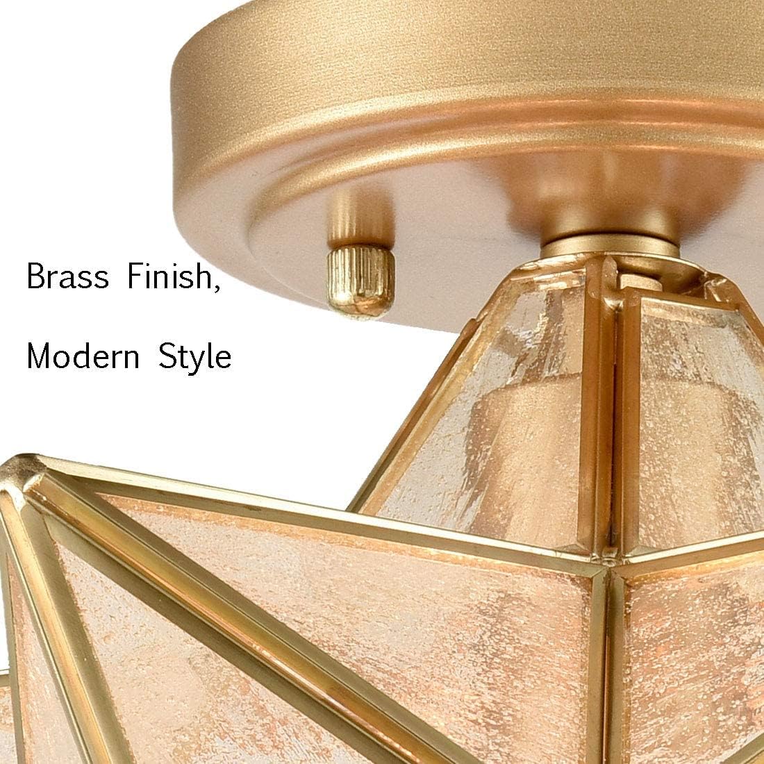 12-Inch Brass Moravian Star Ceiling Light with Glass Shade
