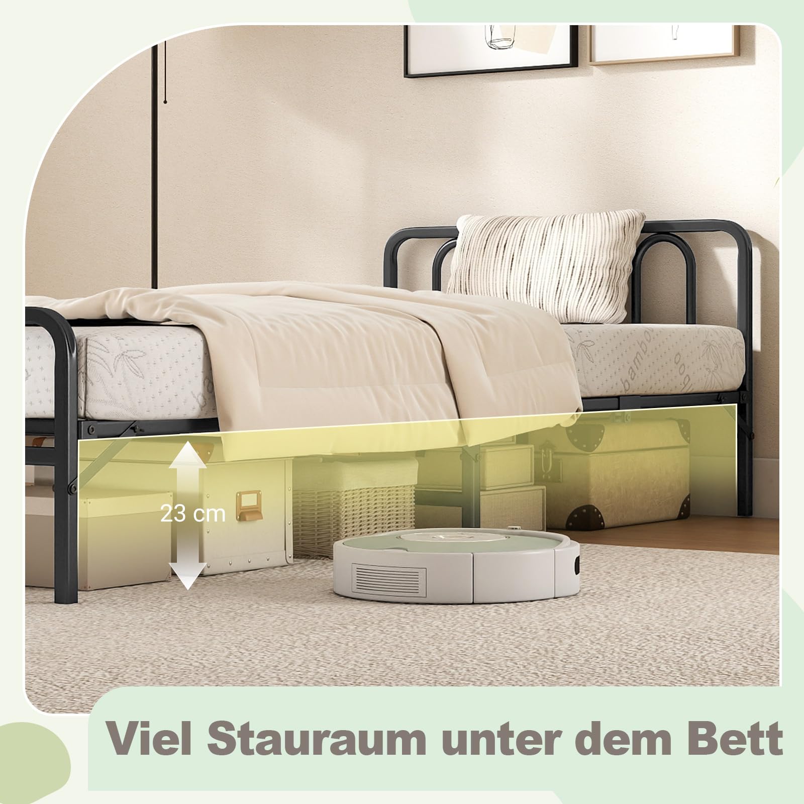 COSTWAY Klappbett 90x200 Erwachsene, Bett klappbar mit 10 cm Matratze, bis 220 kg, Gästebett Metallrahmen, Bettgestell mit Memory-Schaum & Kopfteil, Einzelbett für Gästezimmer, Weiß