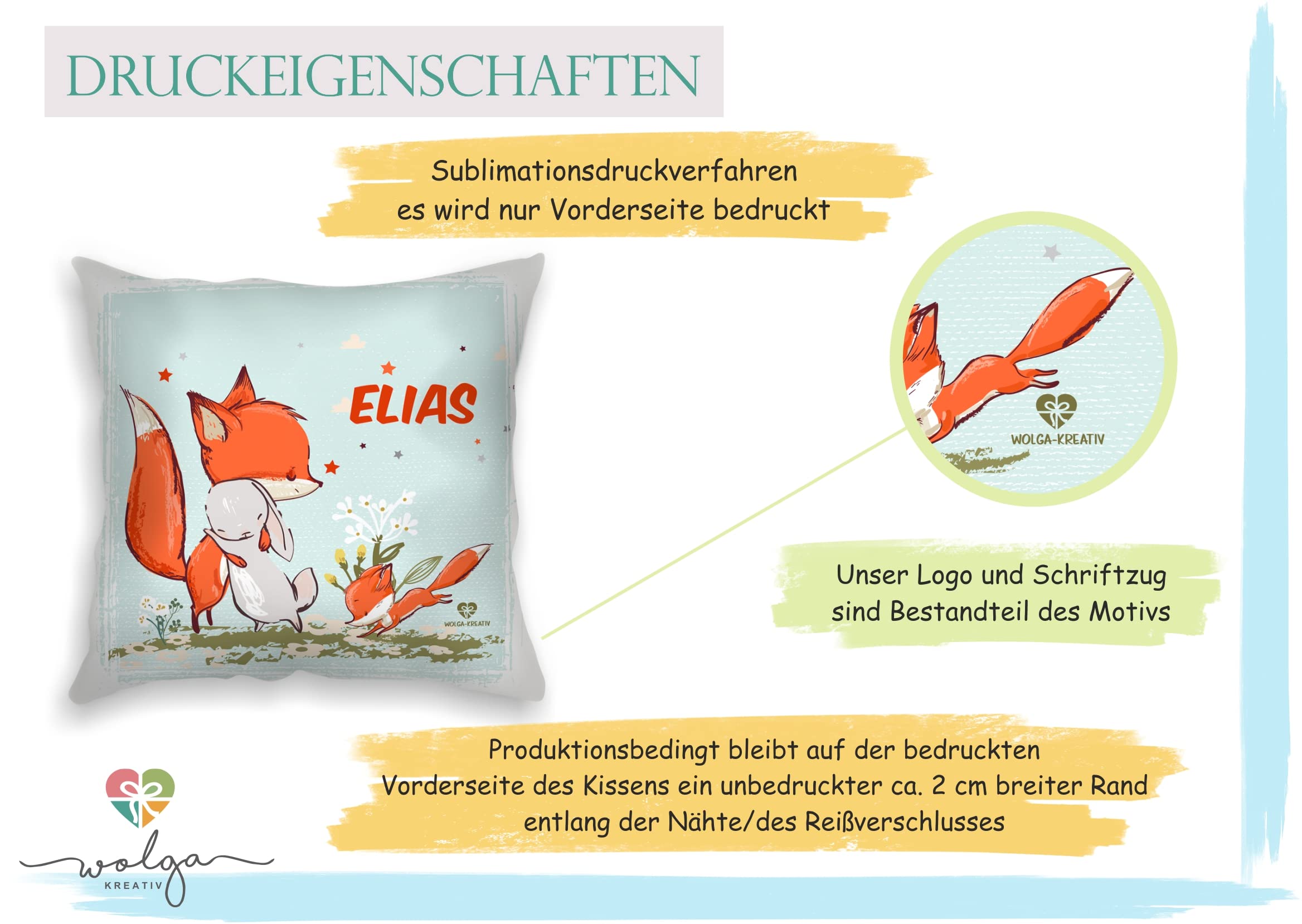 wolga-kreativ personalisiertes Kissen mit Namen und Füllung – Weltall-Motive Für Jungen – Astronaut, Rakete & Planeten - Flauschiges Babykissen – Bedruckt in Deutschland