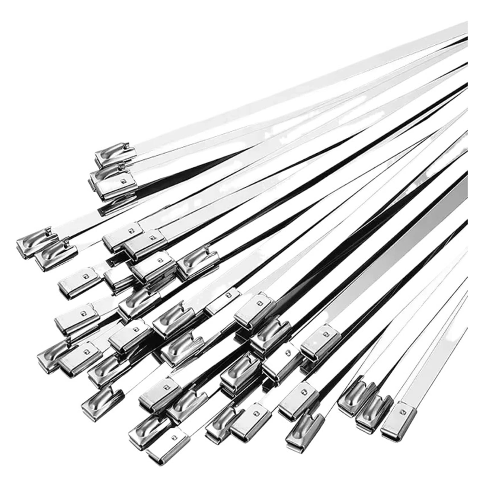 Jfnklfg 4.6X150mm Metal Cable Ties 20/300Pcs Metal Zip Ties Secure Self-Locking Mechanism Stainless Steel Cable For Exhaust Wrap Garage Outdoor Fastener(,20Pcs)