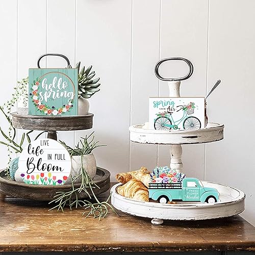 Mini letreros de decoración de primavera de cocina bandeja plana fresca para Pascua hogar mercado decoración escalonada decoración de primavera