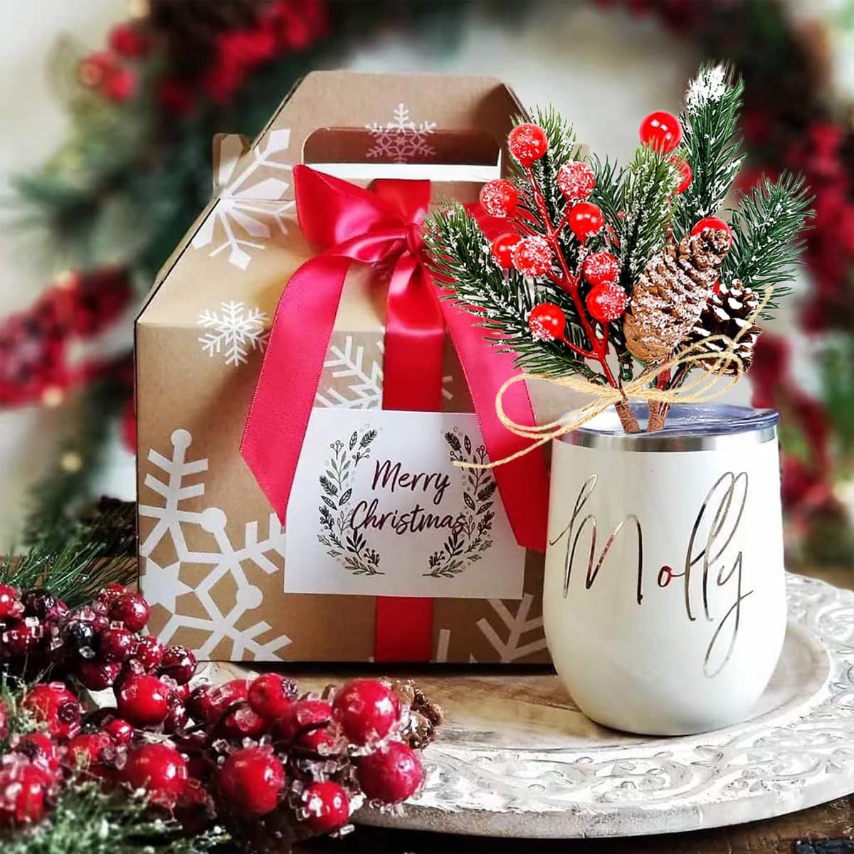 Red Berry Christmas Branches - Realistic Decor -7 Red Berry Christmas Branches - Realistic Decor -7