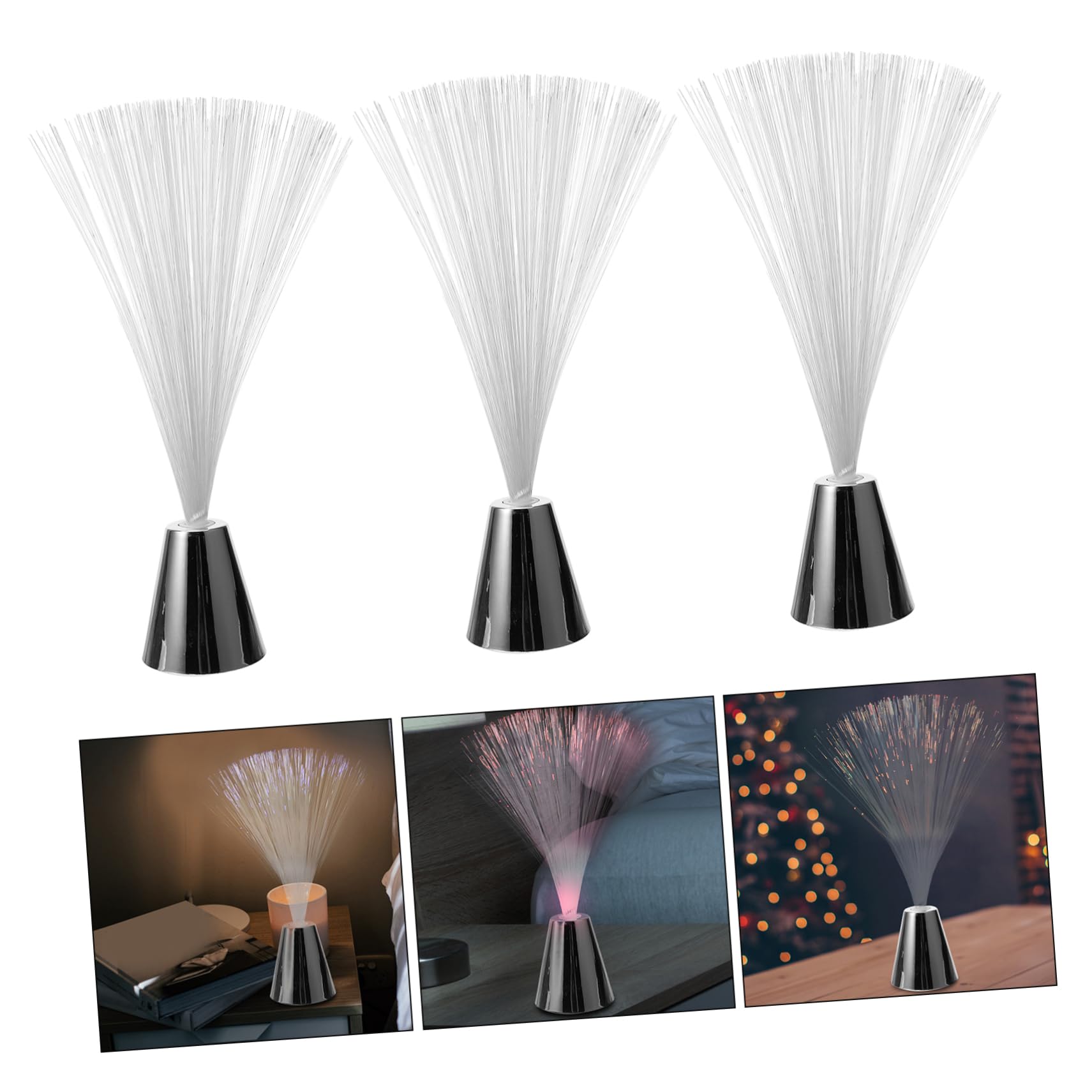 Veemoon 5pcs Multicolor Fiber Optic Lamp Centerpiece Light for Weddings Holidays Parties Dynamic Gypsophila Design No Batteries Included