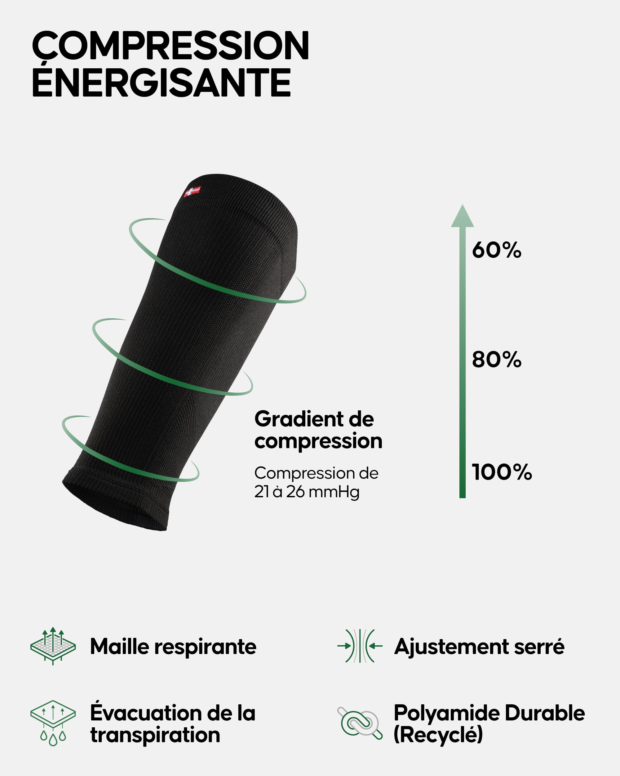 DANISH ENDURANCE Manchons de Compression pour Mollets, 21-26 mmHG, Hommes et Femmes, Unisexe, Lot de 1 ou 3, Noir, XL
