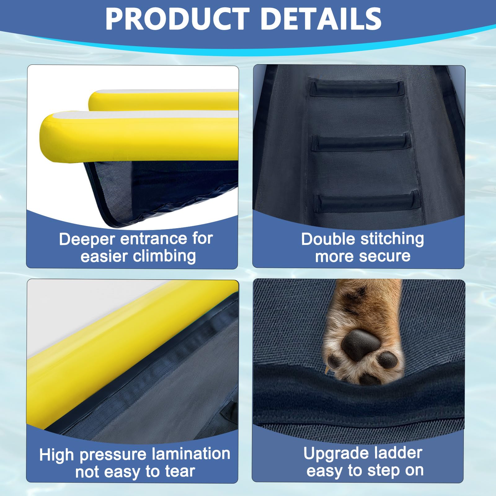 AWSUM 150x100x15cm Rampe d'eau Gonflable pour Chien Watersports Planche pour Chiot Planche Gonflable avec Tapis antidérapant pour Piscine et Lacs