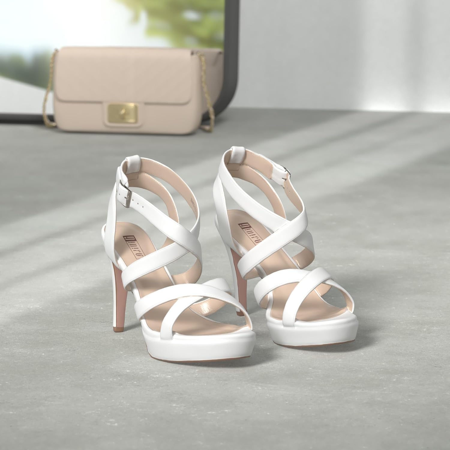 IDIFU Women's Dress Platform High Heels Strappy Heeled Sandals Open Toe Ankle Strap Shoes for Women Wedding Bridal Homecoming - Image 2