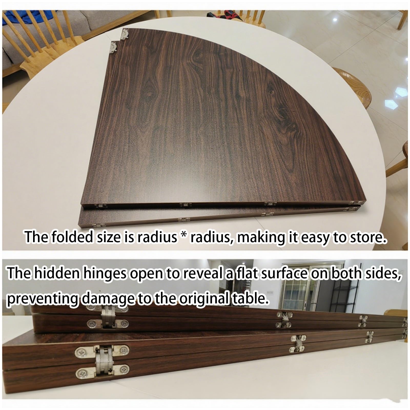 Lar - Estensore per tavolo rotondo, pieghevole, 159,8 cm, per uso esterno, sostituzione temporanea, portatile, in teak