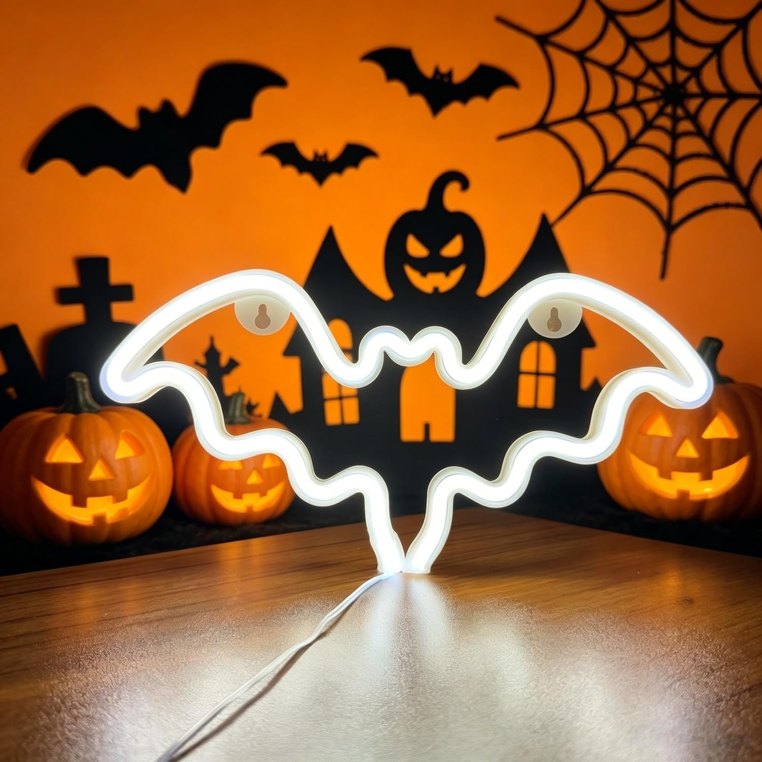 Bat Neon Sign,LED Neon Light for Halloween Decor, Gothic Wall Lamp for Bedroom, Living Room, Bar, Spooky Party, Festival, Wedding Home Decoration USB Powered