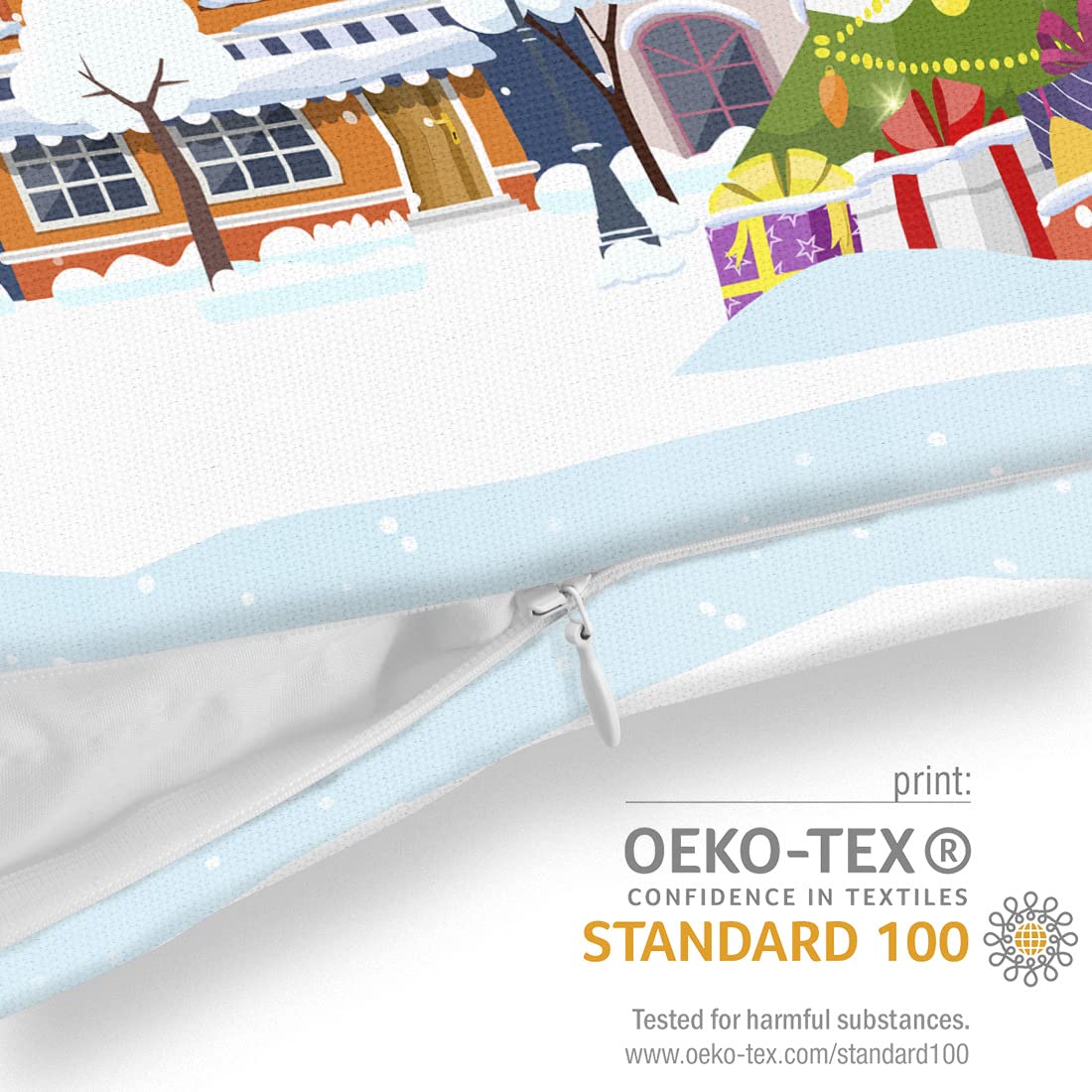VOID Weihnachtsmarkt Nikolaus Kissenbezug Kissenhülle Sofakissen Kissen Deko Weihnachten Winter Weihnachtsdeko, Kissen Größe:60 x 60 cm