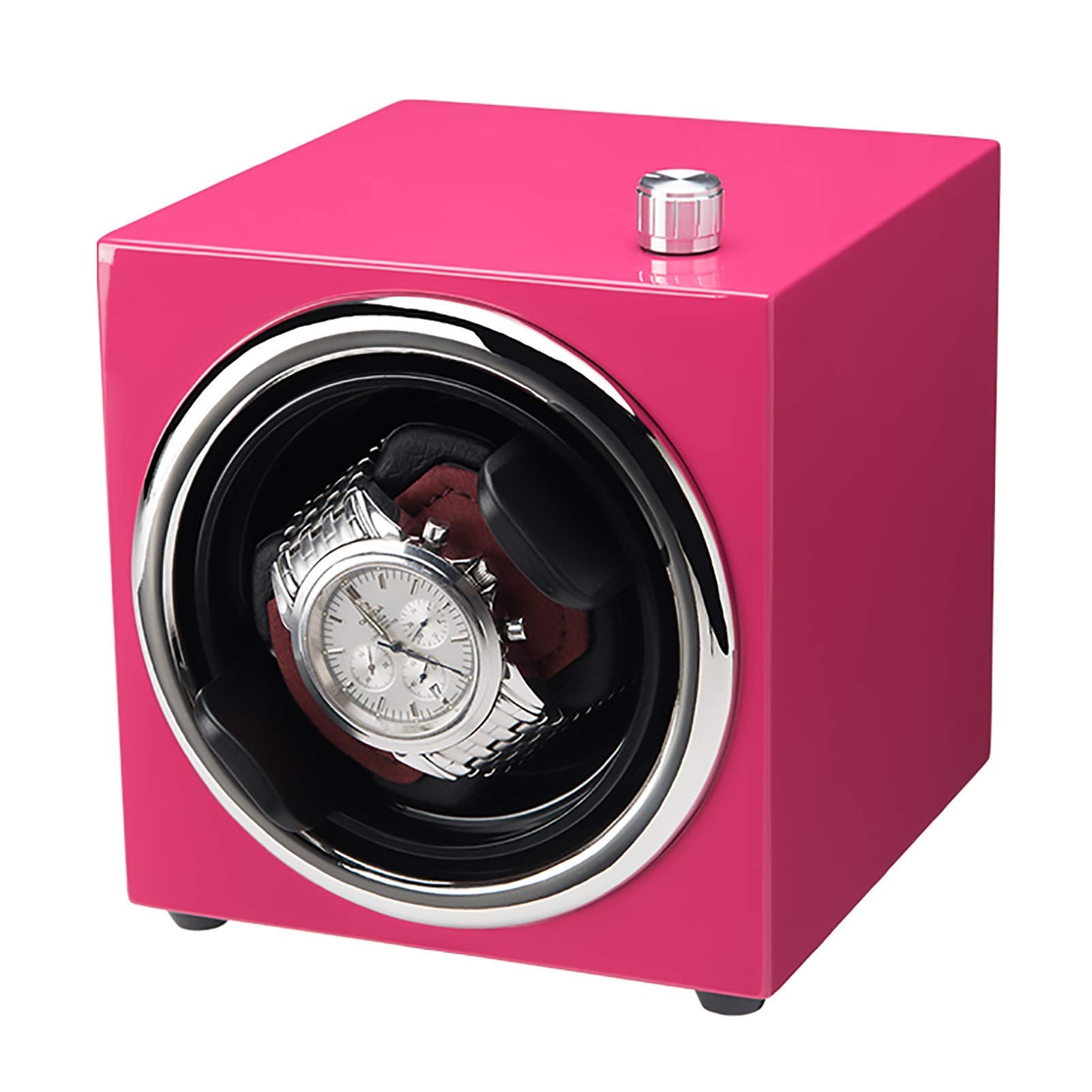 Mini Reloj de 1 Ranura, agitador, Rosa, Azul, Negro, Relojes mecánicos, Soporte de exhibición de bobinado automático, portátil para el hogar (Caja de exhibición de Reloj)