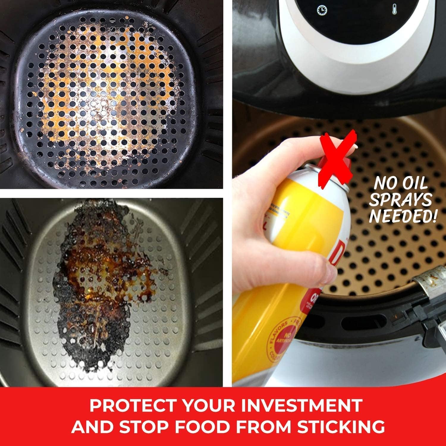 Airware Aeromats The Original Reusable Silicone Air Fryer Liners | 3 Pack Plus Magnetic Cheat Sheet | USA Designed | Air Fryer Accessories For COSORI, POWER XL, CHEFMAN, DASH, AND MORE (7.5" Square) : Home & Kitchen