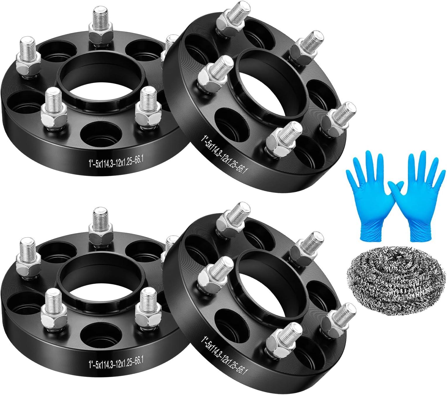 BDFHYK 5x114.3mm Wheel Spacers 1 inch Wheel Adapters Compatible with Nissan 350Z 370Z Infiniti FX35 G35 G37, Forged 5 Lug Wheel Adapters M12x1.25 & 66.1 mm Hub Bore, Set of 4, Not Hubcentric