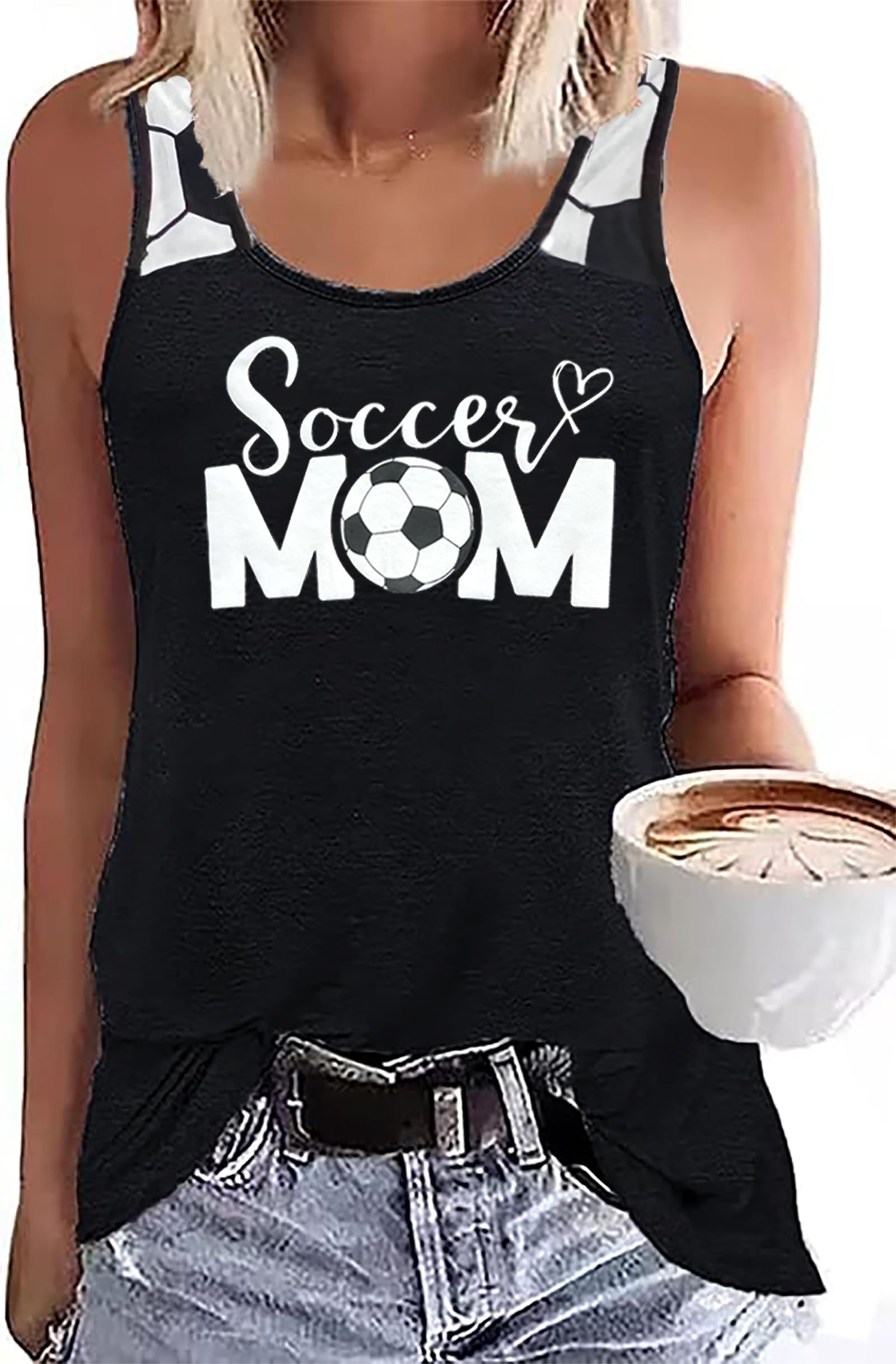Soccer Mom Tank Top Women Soccer Mama Sleeveless Shirt Soccer Lovers T Shirt Causal Summer Workout Vest Top