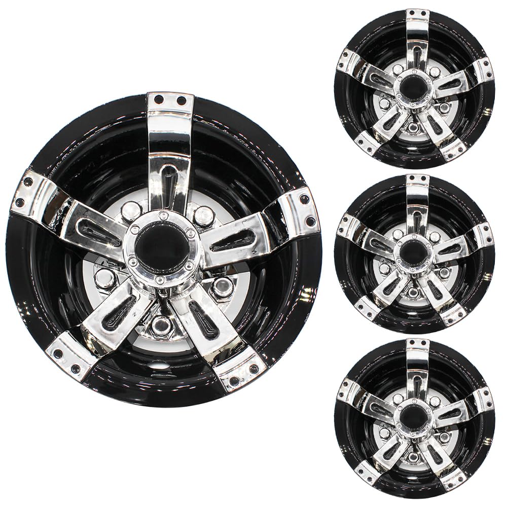 Photo 1 of COOL STAR 4PCS 8 inch Golf Cart Wheel Covers Hub Caps Chrome Black Compatible with EZGO Club Car Yamaha Rims 8" (NOT fit EZGO RXV carts)