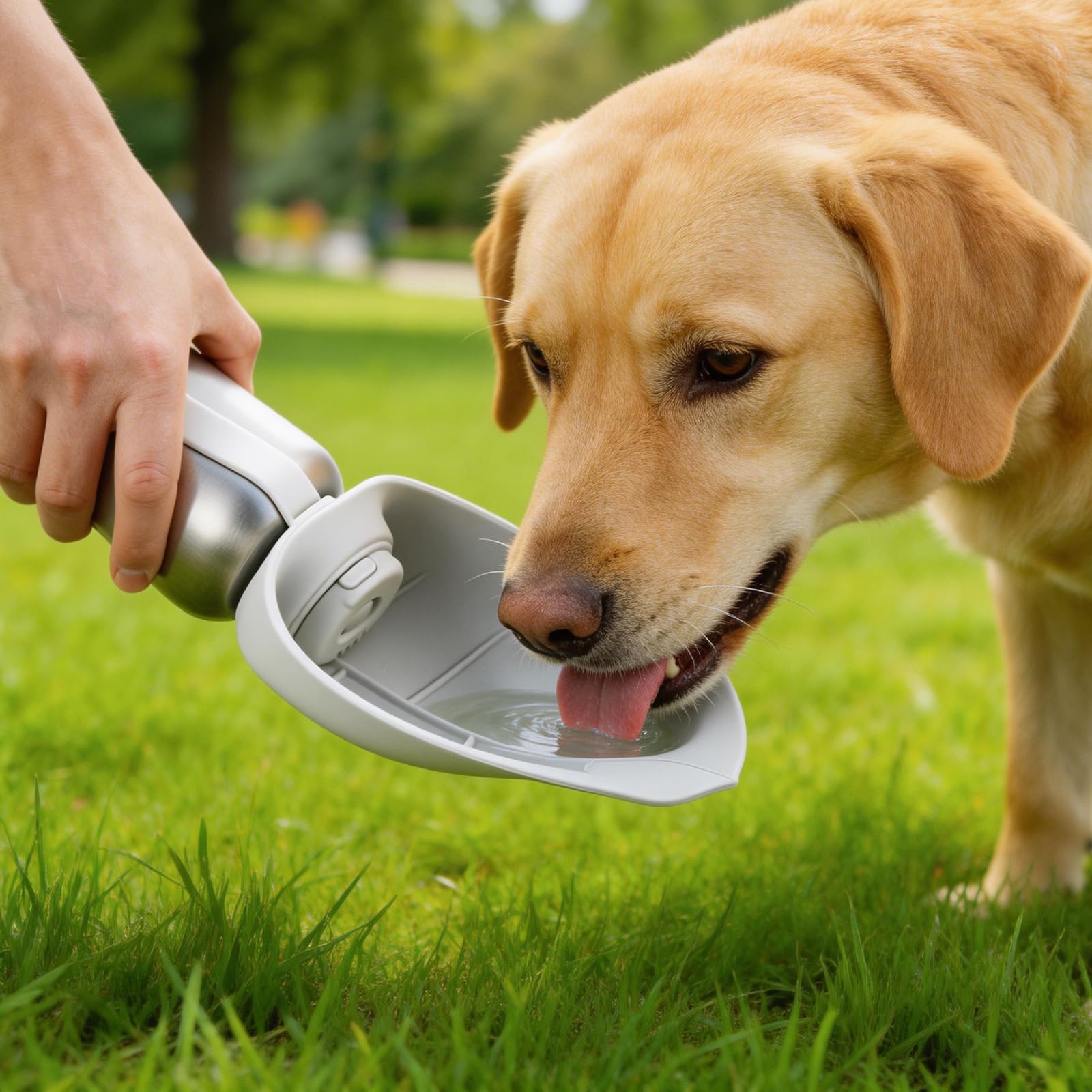 Youyijia 800ml Hunde Trinkflasche Edelstahl – Auslaufsichere Pet Water Bottle mit Faltbarem Napf, BPA Frei Reise Wasserflasche für Hunde & Katzen, Tragbare Outdoor Trinkflasche für Wandern