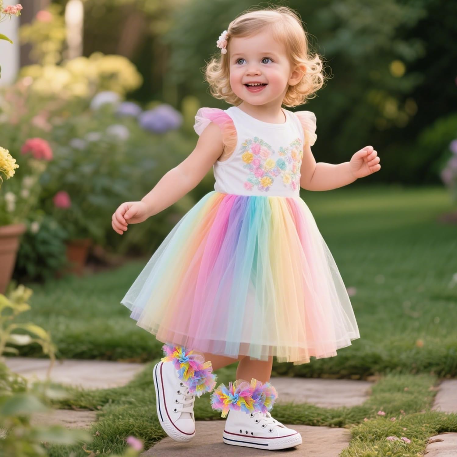 Girls Ruffle Socks Colorful Frilly Tutu Ruffle Lace Dress Socks for Toddler Little Girls,1-10 Years,1 Pack - Image 6