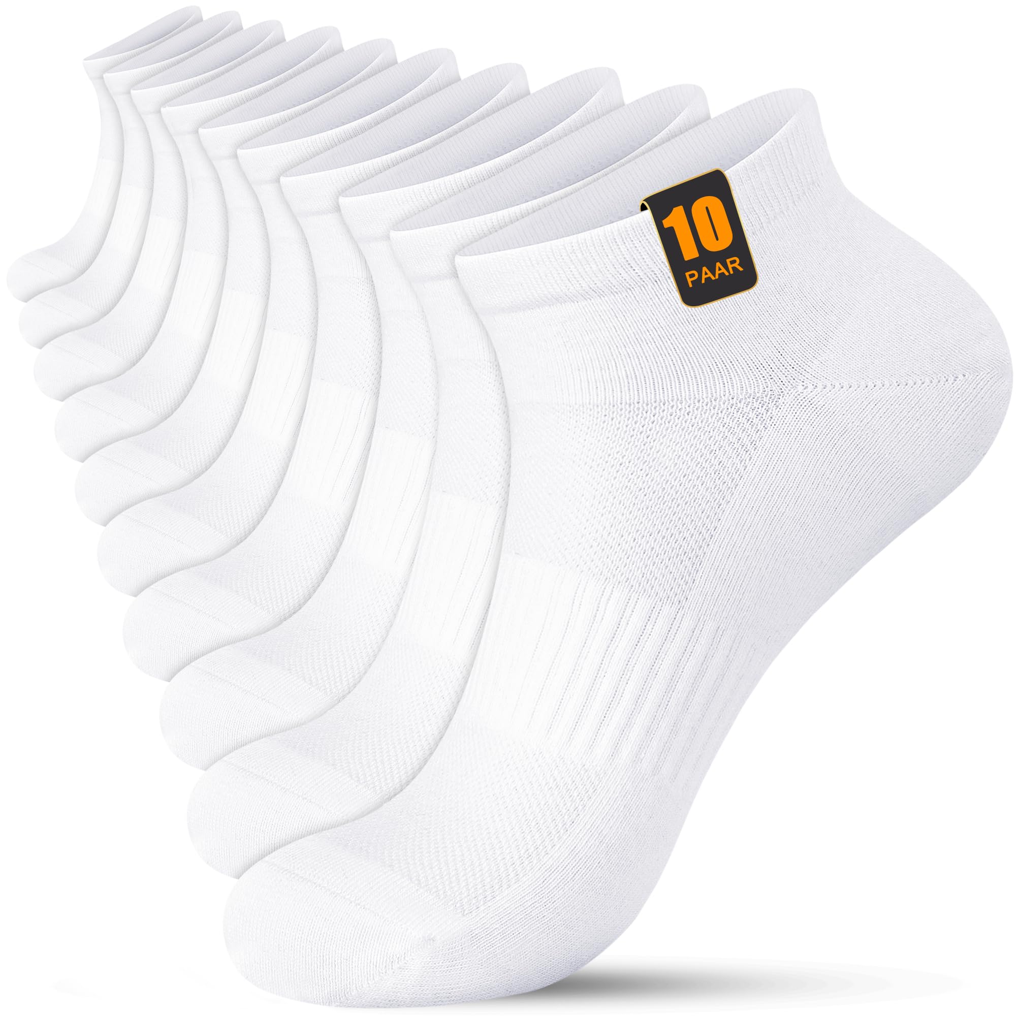FORVEVO 10 Paar Sneaker Socken Herren Damen, Baumwolle Sportsocken, Atmungsaktive Laufsocken Kurz