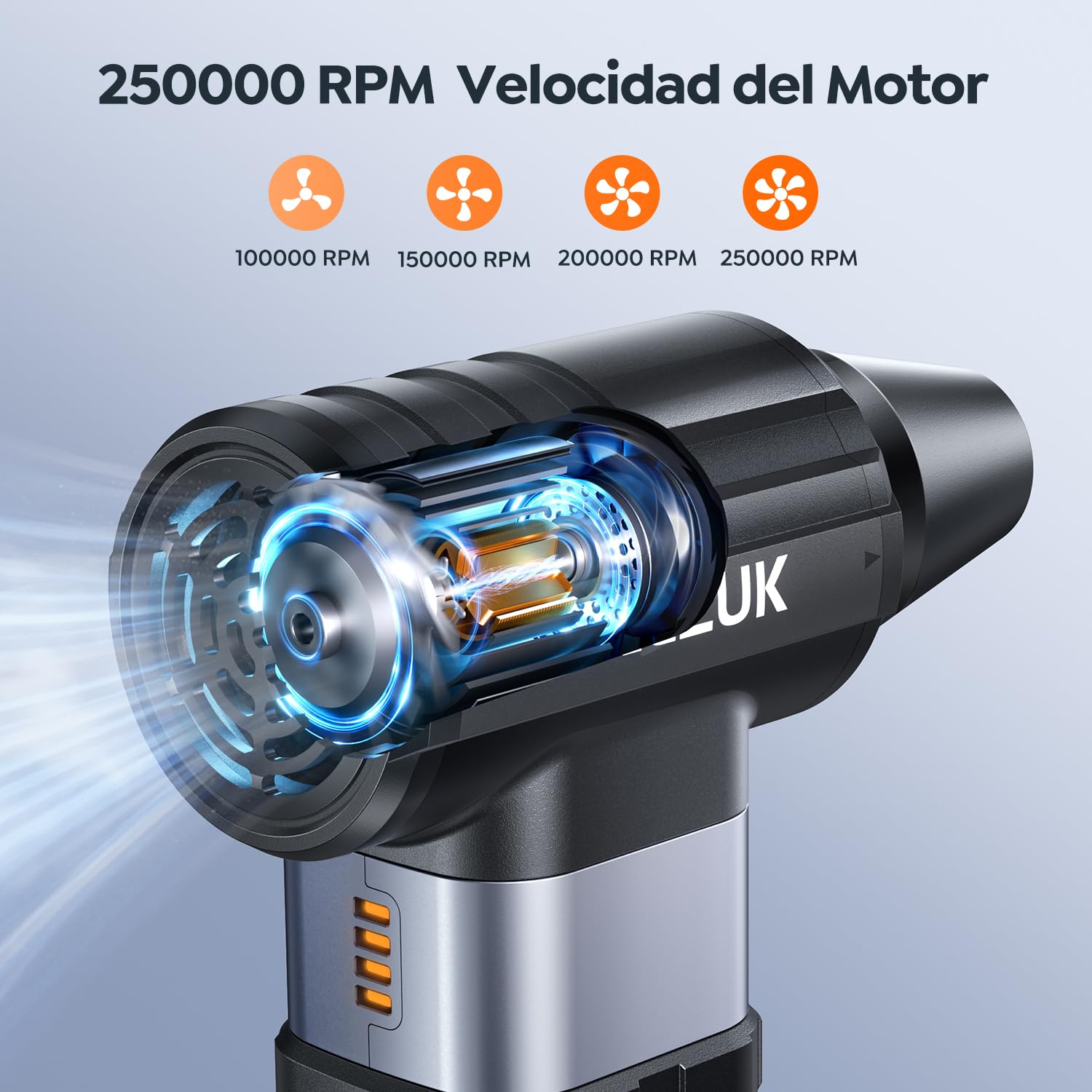 Aria Compressa Elettrico Rimuovi Polvere, 250000RPM & 10500mAH & 4 Velocità Air Duster Soffiatore PC con Batteria Ricaricabile Per PC, Tastiera, Ufficio, Auto, Puliz